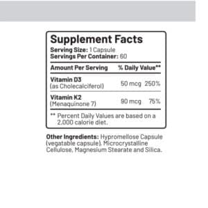 LiveGood Vitamin D3 Ingredient Label