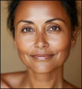 woman looks ageless with radiant skin